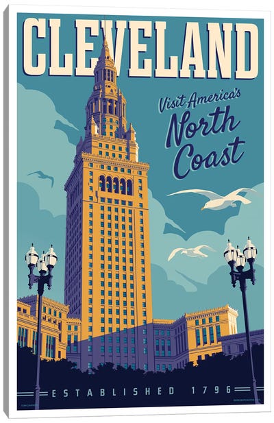 Cleveland Travel Poster Canvas Art Print - Retro Redux
