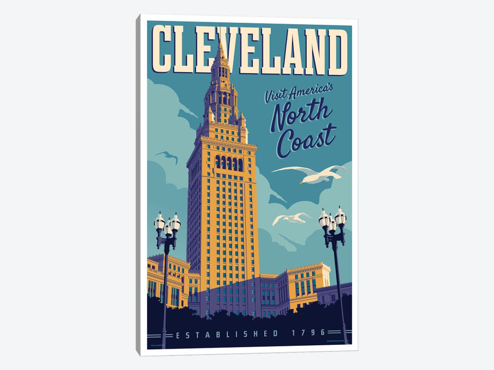 Cleveland Travel Poster by Jim Zahniser 1-piece Canvas Wall Art