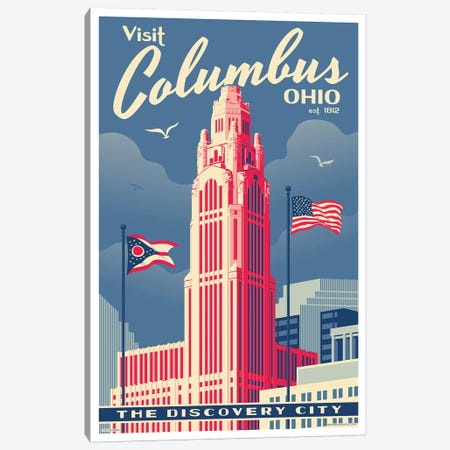 Columbus Travel Poster Canvas Print #JZA13} by Jim Zahniser Canvas Art Print