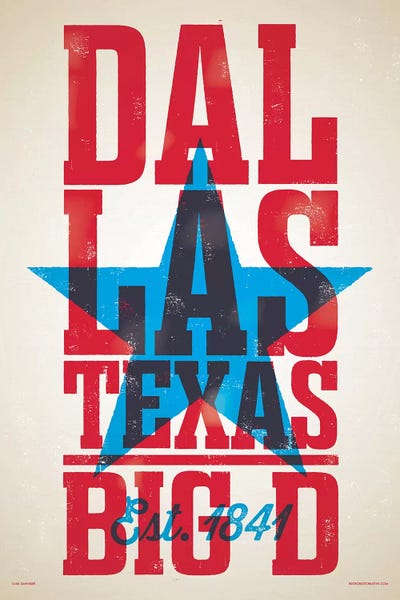 Dallas: Dallas Letterpress Style Poster by Jim Zahniser