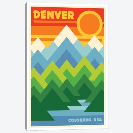 Denver Retro Travel Poster Canvas Print #JZA15} by Jim Zahniser Canvas Artwork