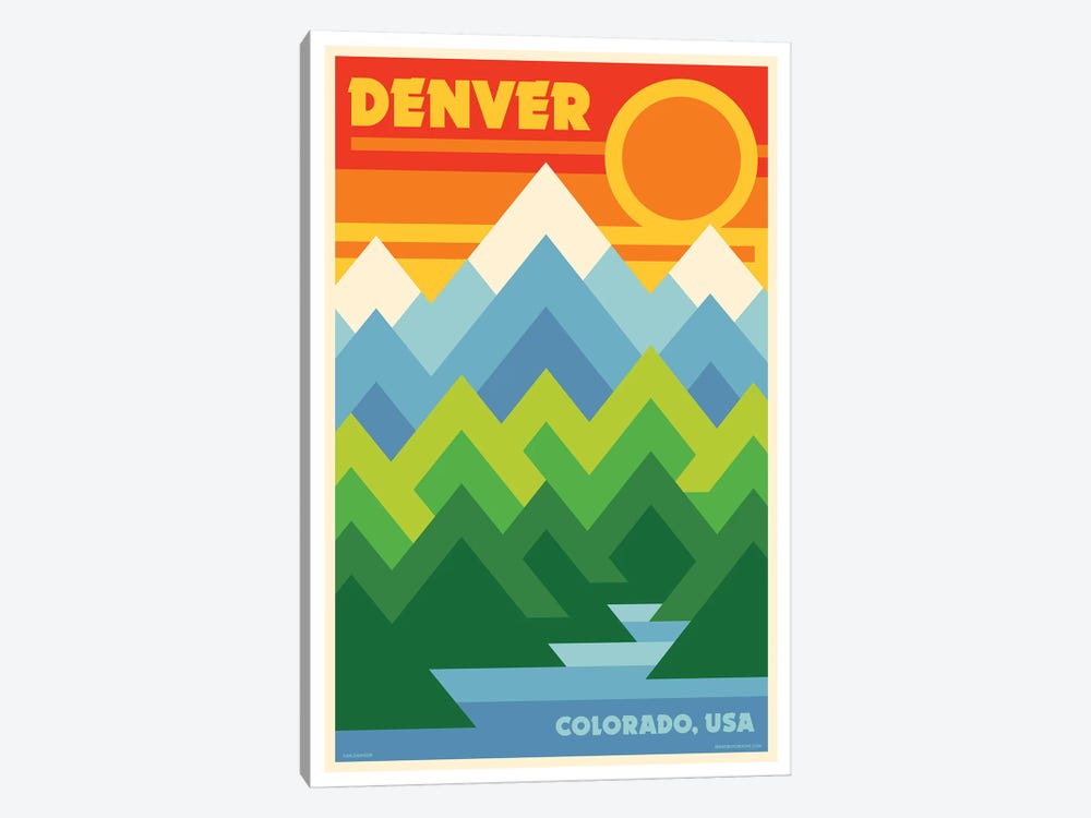 Denver Retro Travel Poster by Jim Zahniser 1-piece Canvas Art Print