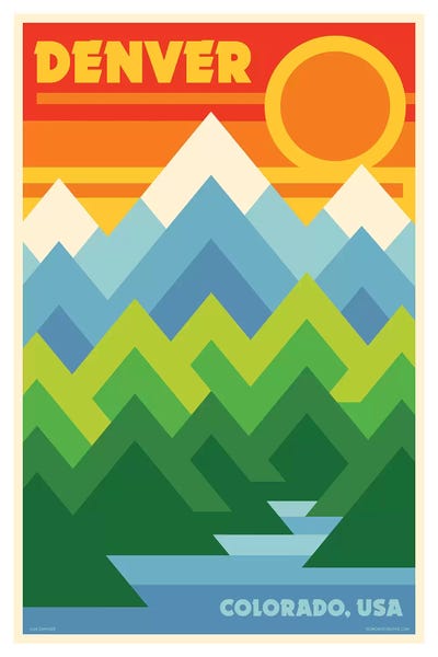 Colorado: Denver Retro Travel Poster by Jim Zahniser