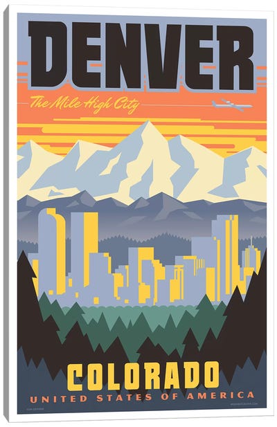 Denver Travel Poster Canvas Art Print - Places