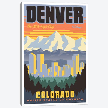 Denver Travel Poster Canvas Print #JZA16} by Jim Zahniser Canvas Wall Art