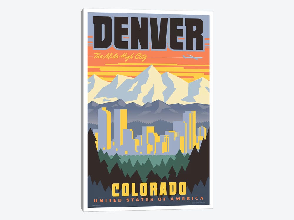 Denver Travel Poster by Jim Zahniser 1-piece Canvas Artwork