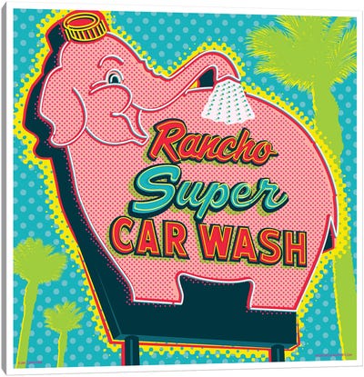 Elephant Car Wash Rancho Canvas Art Print - Travel Posters