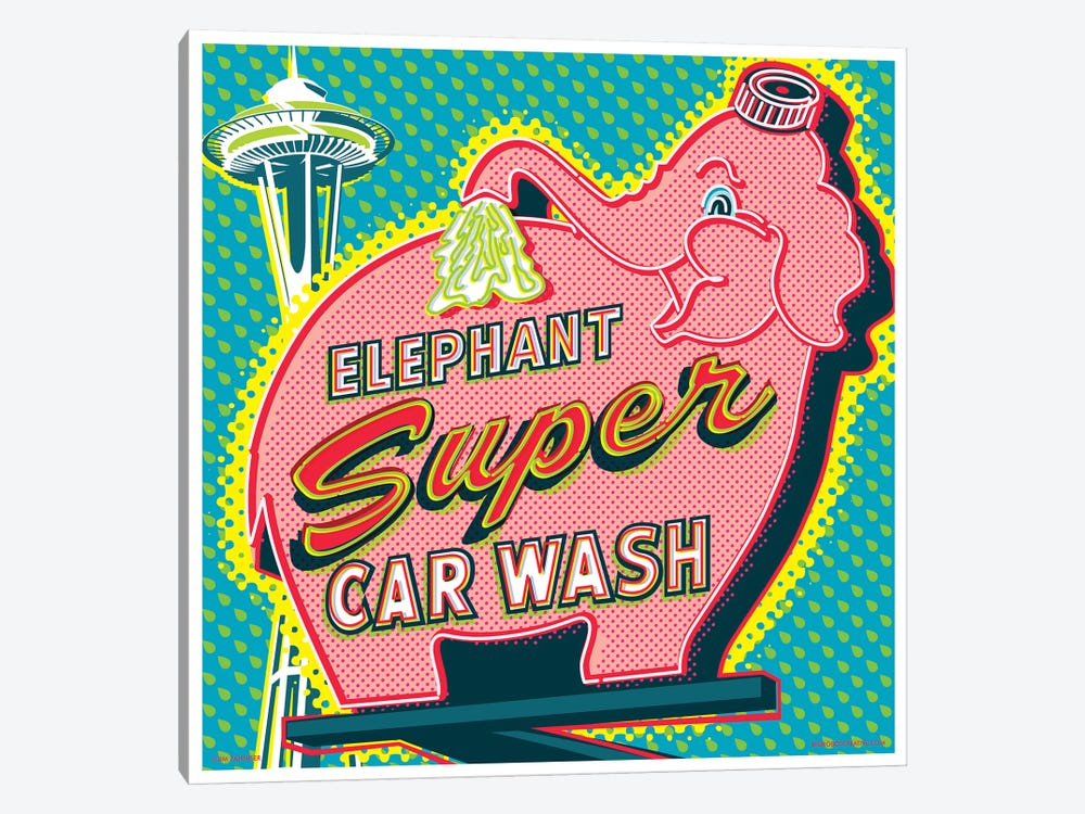 Elephant Car Wash Seattle by Jim Zahniser 1-piece Canvas Artwork
