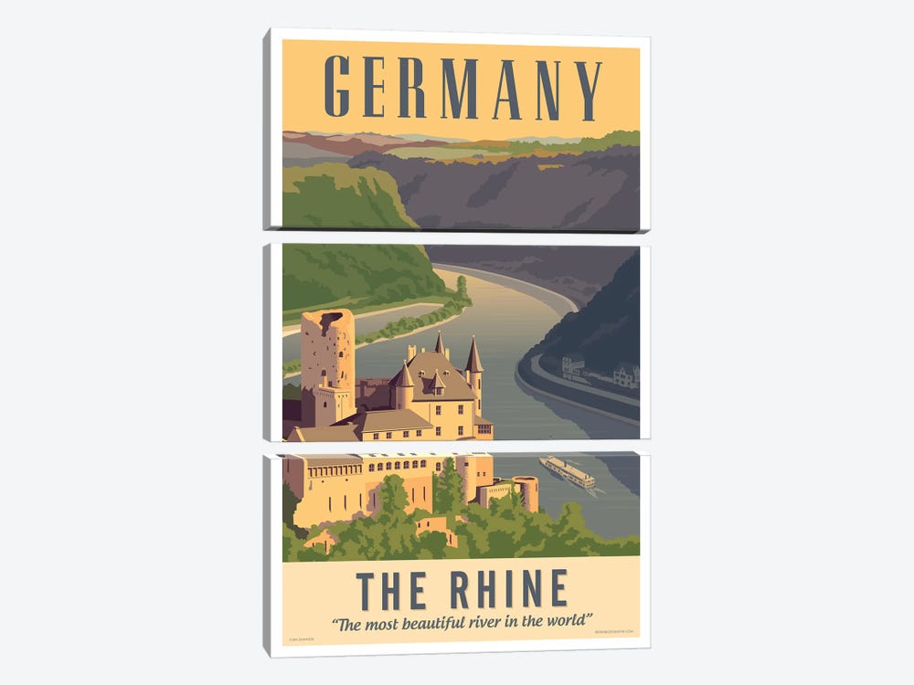 Germany Travel Poster by Jim Zahniser 3-piece Canvas Print