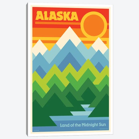 Alaska Retro Travel Poster Canvas Print #JZA1} by Jim Zahniser Canvas Wall Art