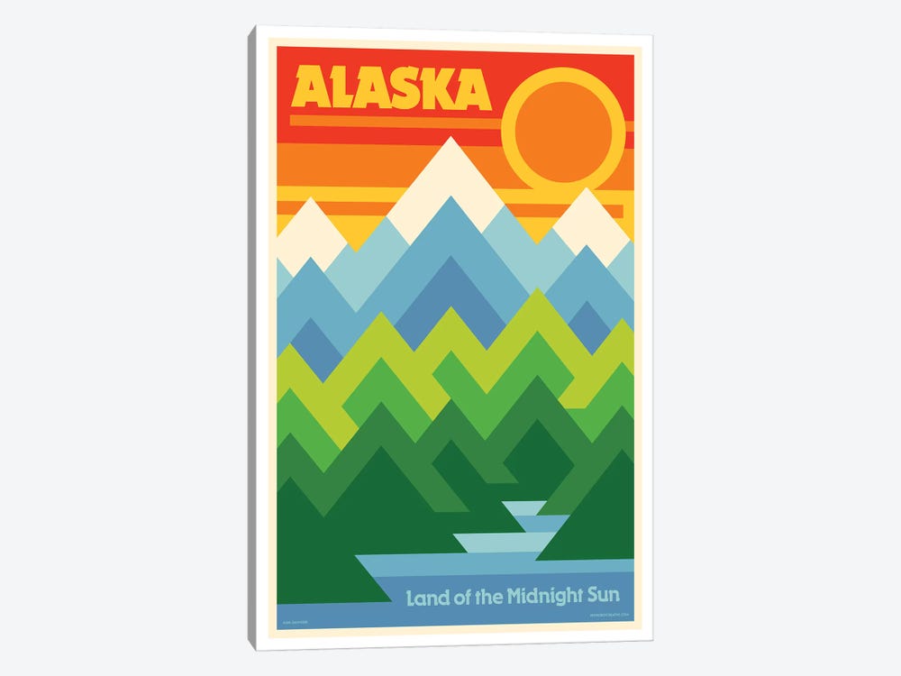 Alaska Retro Travel Poster by Jim Zahniser 1-piece Canvas Print