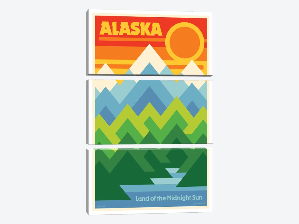 Alaska Retro Travel Poster by Jim Zahniser 3-piece Canvas Art Print