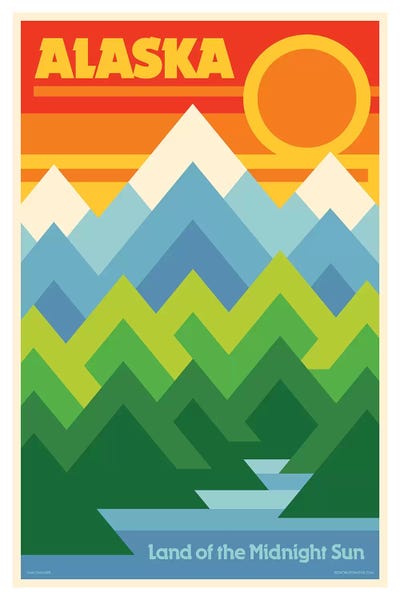 Alaska: Alaska Retro Travel Poster by Jim Zahniser