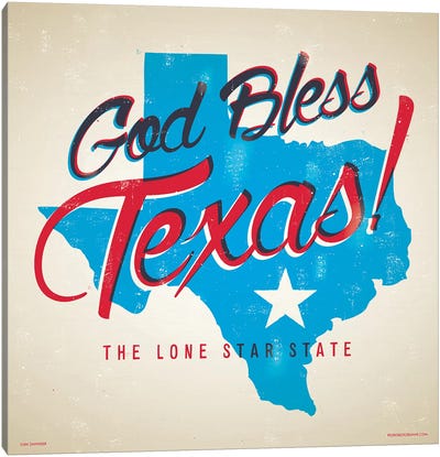 God Bless Texas Poster Canvas Art Print - Jim Zahniser
