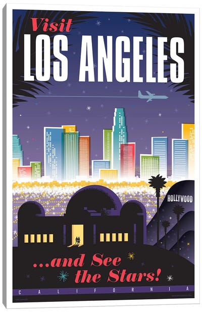 Los Angeles Travel Poster Canvas Art Print - Los Angeles Art