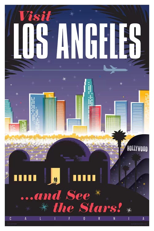 Los Angeles Travel Poster by Jim Zahniser wall art