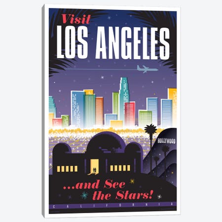 Los Angeles Travel Poster Canvas Print #JZA22} by Jim Zahniser Canvas Wall Art