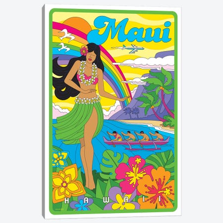 Maui Pop Art Travel Poster Canvas Print #JZA23} by Jim Zahniser Canvas Art