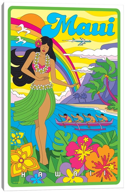 Maui Pop Art Travel Poster Canvas Art Print - Retro Redux