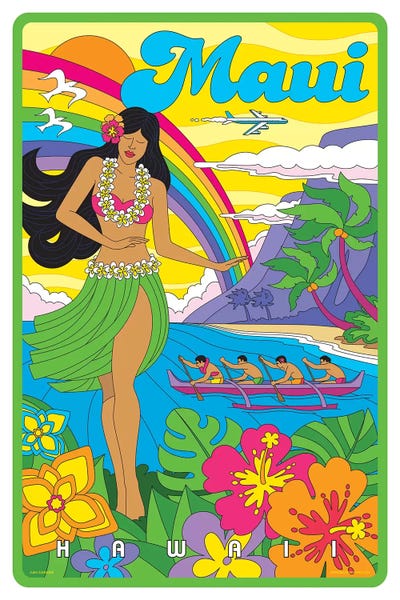 Jim Zahniser: Maui Pop Art Travel Poster by Jim Zahniser