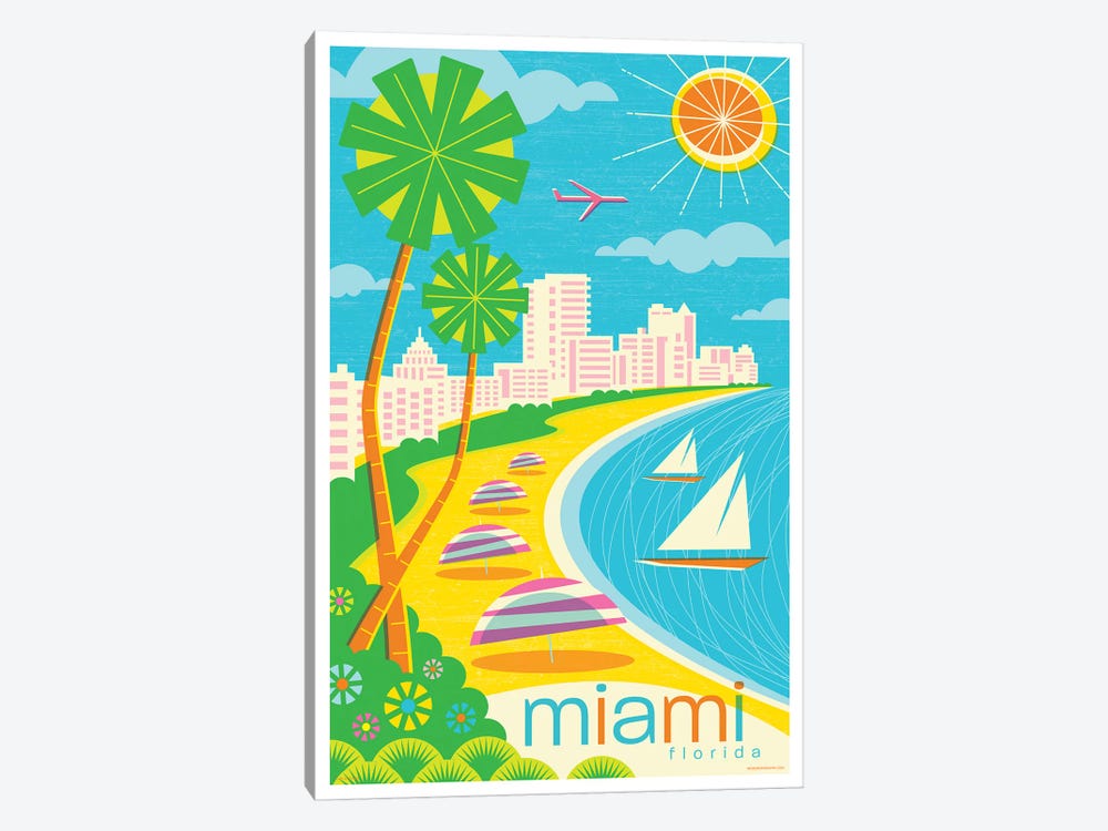 Miami Modern Travel Poster by Jim Zahniser 1-piece Canvas Print