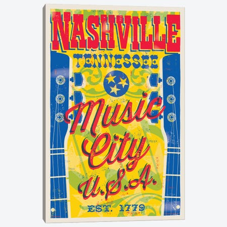 Nashville Music City U.S.A. Poster Canvas Print #JZA28} by Jim Zahniser Canvas Wall Art