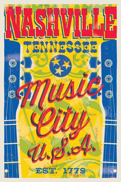 Jim Zahniser: Nashville Music City U.S.A. Poster by Jim Zahniser