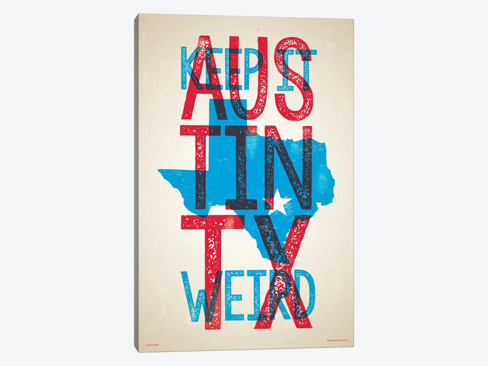 Austin Keep It Weird Poster by Jim Zahniser 1-piece Canvas Wall Art