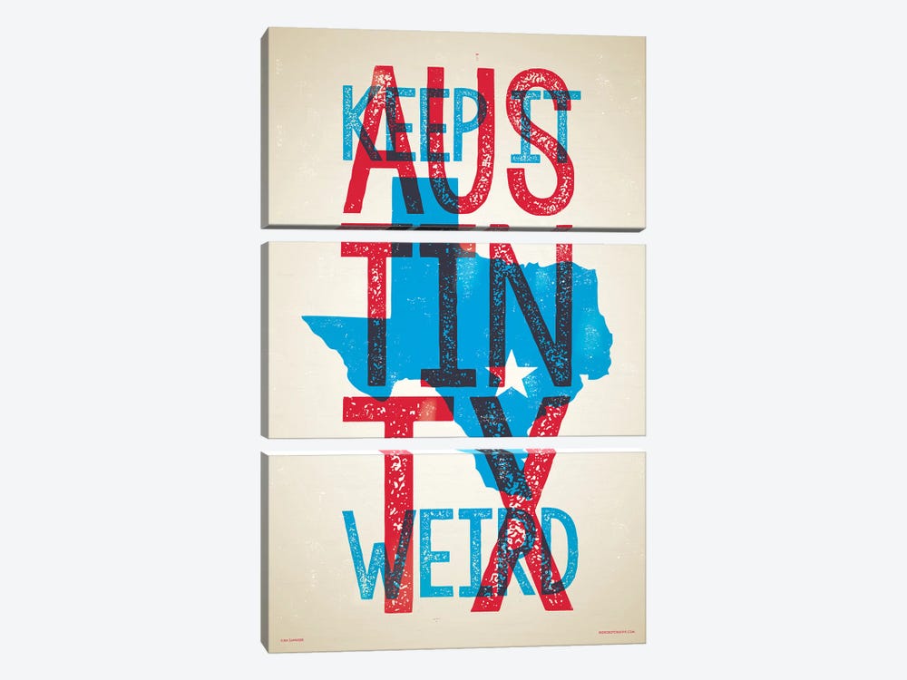 Austin Keep It Weird Poster by Jim Zahniser 3-piece Canvas Art
