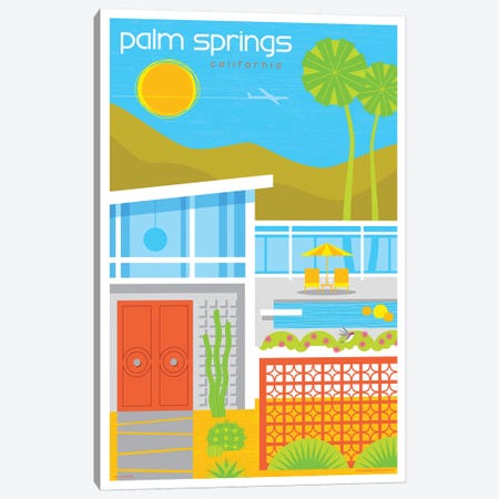 Palm Springs Mid Century House Travel Poster Canvas Print #JZA31} by Jim Zahniser Canvas Print