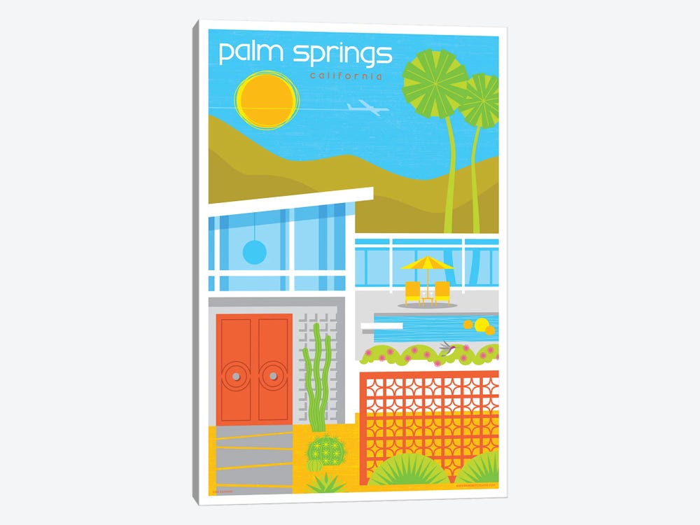Palm Springs Mid Century House Travel Poster by Jim Zahniser 1-piece Art Print