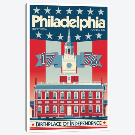 Philadelphia Independence Hall Travel Poster Canvas Print #JZA33} by Jim Zahniser Canvas Print