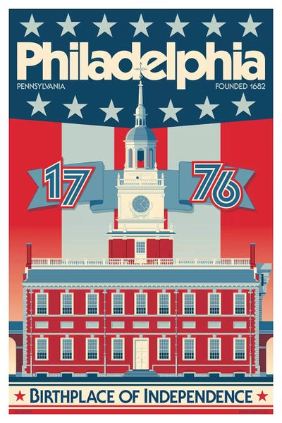 Pennsylvania: Philadelphia Independence Hall Travel Poster by Jim Zahniser