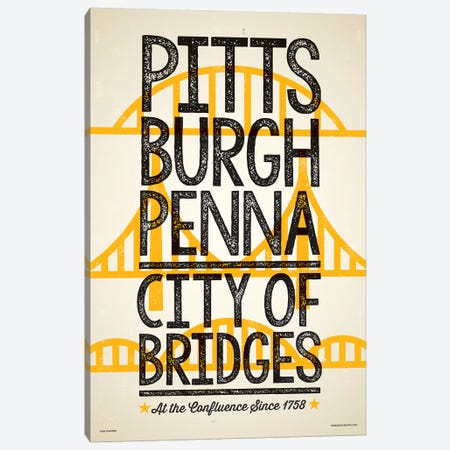 Pittsburgh City of Bridges Poster Canvas Print #JZA35} by Jim Zahniser Canvas Wall Art