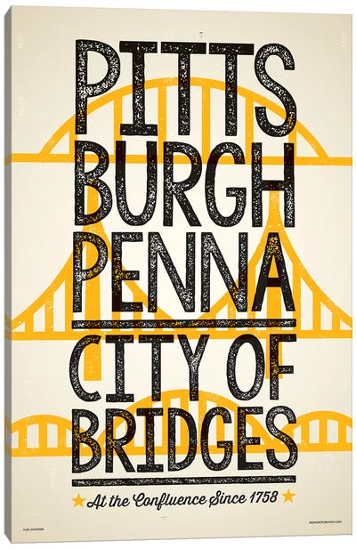 Pittsburgh City of Bridges Poster Canvas Art Print - Pittsburgh
