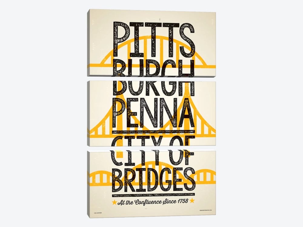 Pittsburgh City of Bridges Poster by Jim Zahniser 3-piece Art Print