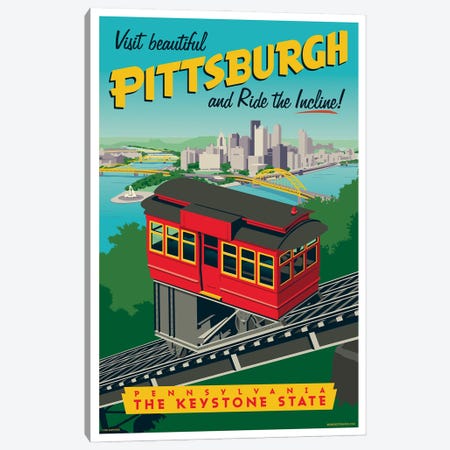 Pittsburgh Incline Travel Poster Canvas Print #JZA36} by Jim Zahniser Canvas Artwork