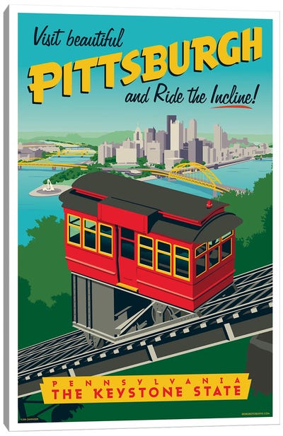 Pittsburgh Incline Travel Poster Canvas Art Print - Prints & Publications