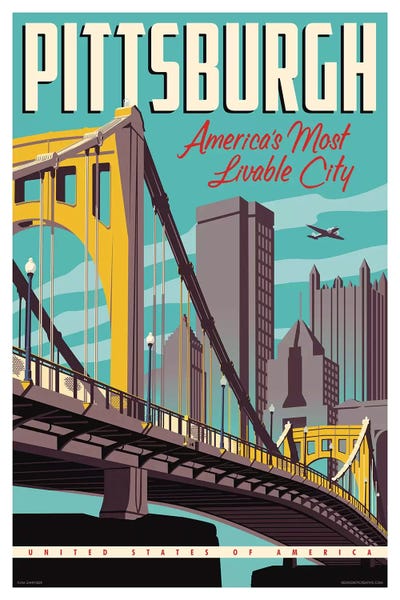 Pennsylvania: Pittsburgh Most Livable City Travel Poster by Jim Zahniser