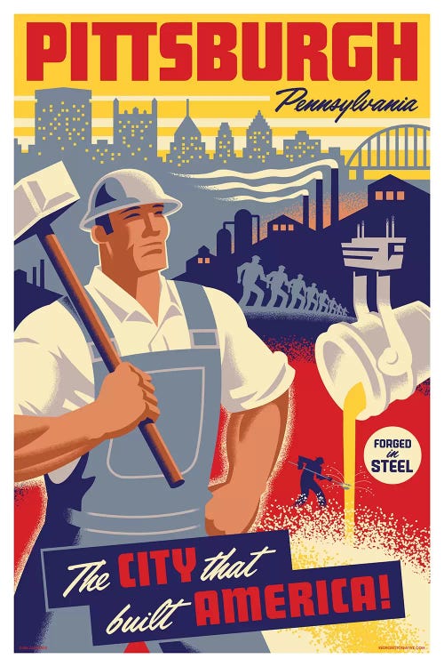 Pittsburgh Steel Worker Travel Poster