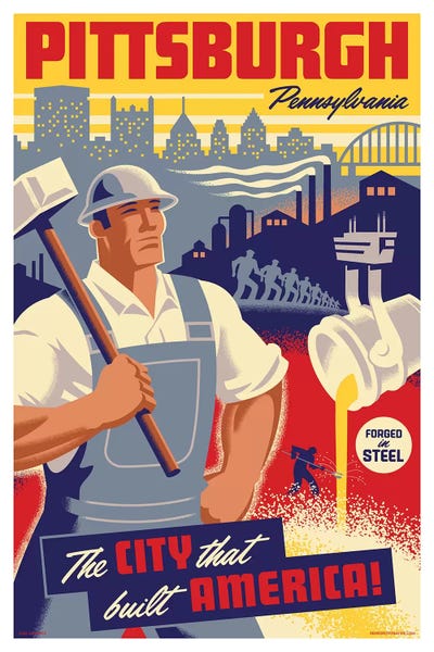 Pittsburgh Steel Worker Travel Poster
