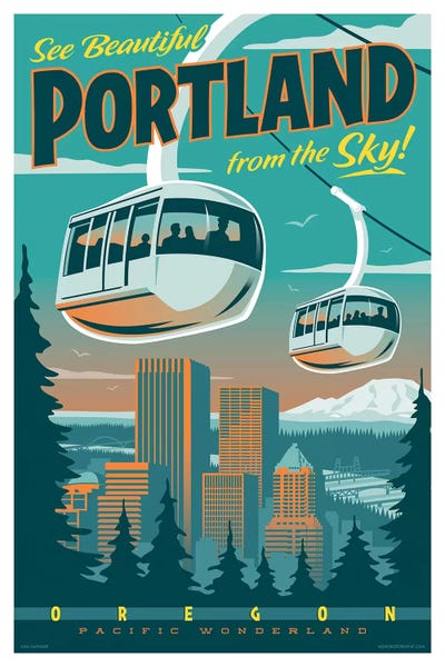 Portland Tram Travel Poster by Jim Zahniser acrylic art print