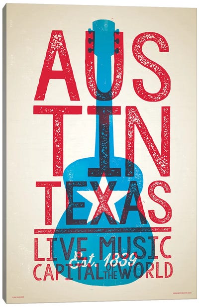 Austin Live Music Capital of the World Canvas Art Print - Austin Art