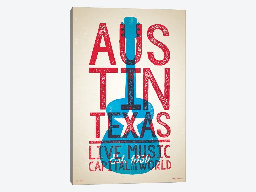 Austin Live Music Capital of the World by Jim Zahniser 1-piece Canvas Print