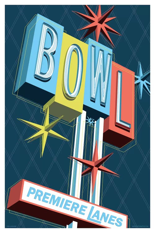 Premier Lanes Bowling Travel Poster