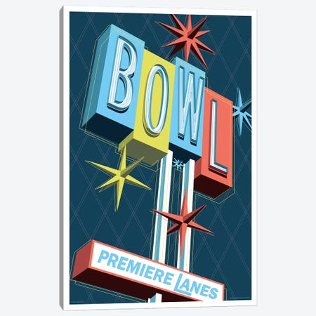 Premier Lanes Bowling Travel Poster Canvas Print #JZA40} by Jim Zahniser Canvas Wall Art