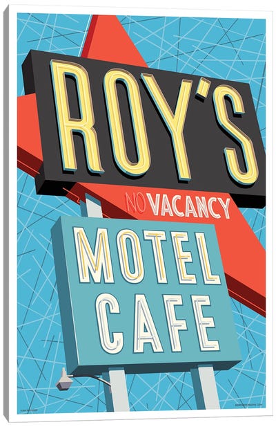 Roy's Motel Poster Canvas Art Print - Retro Redux