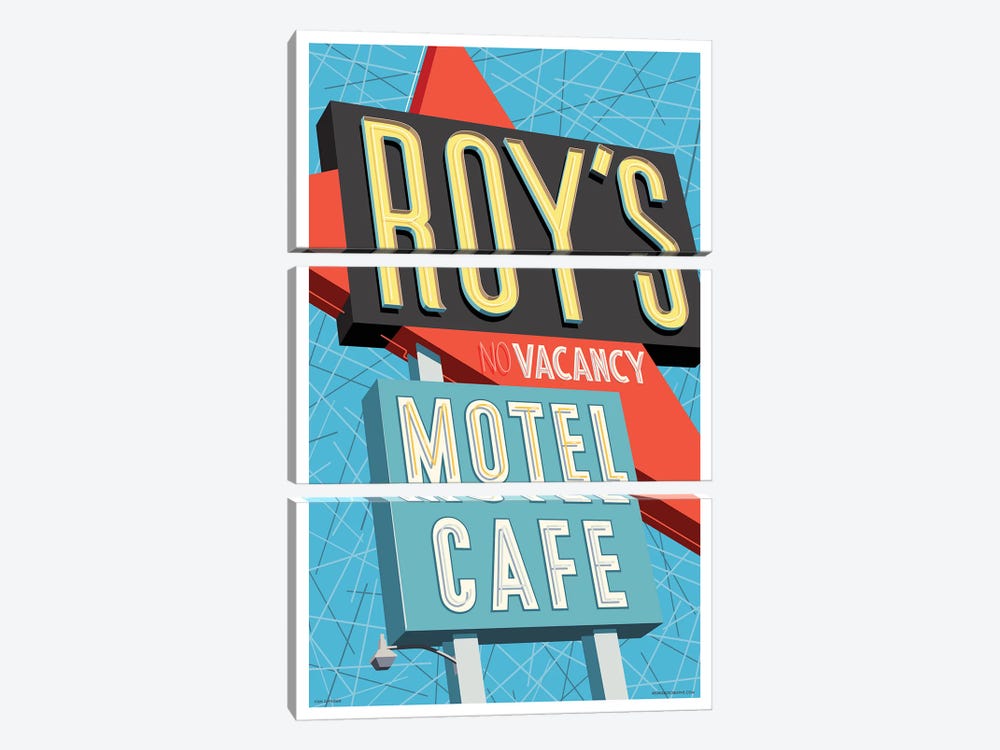 Roy's Motel Poster by Jim Zahniser 3-piece Canvas Artwork