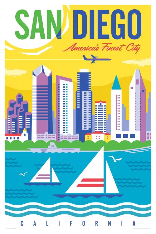 San Diego Travel Poster by Jim Zahniser wall art