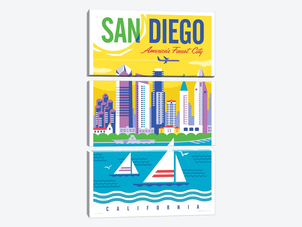 San Diego Travel Poster by Jim Zahniser 3-piece Art Print